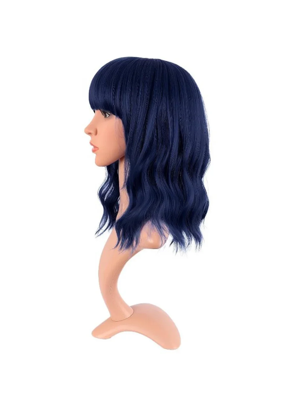 Women Midnight Blue 14 Inch Fresh Bright Synthetic Ordinary Short Wavy Curly Wig
